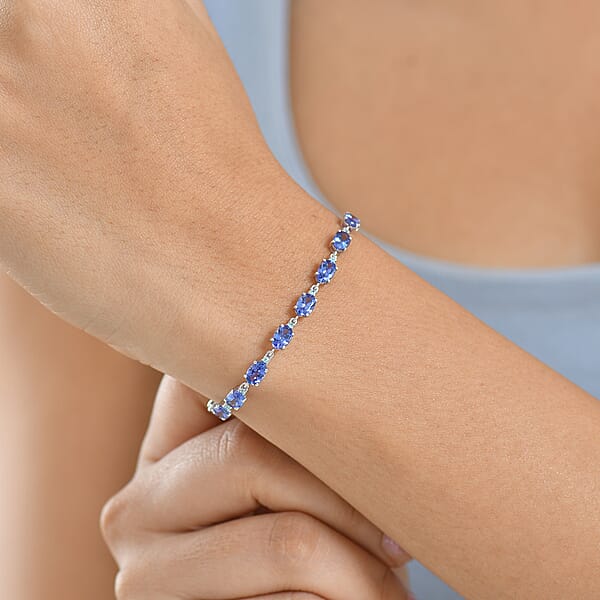 Luxoro AAA Tanzanite And Paraiba Tourmaline 8.85 Ctw Ocean Royale Bracelet In 10K White Gold (7.25 In)