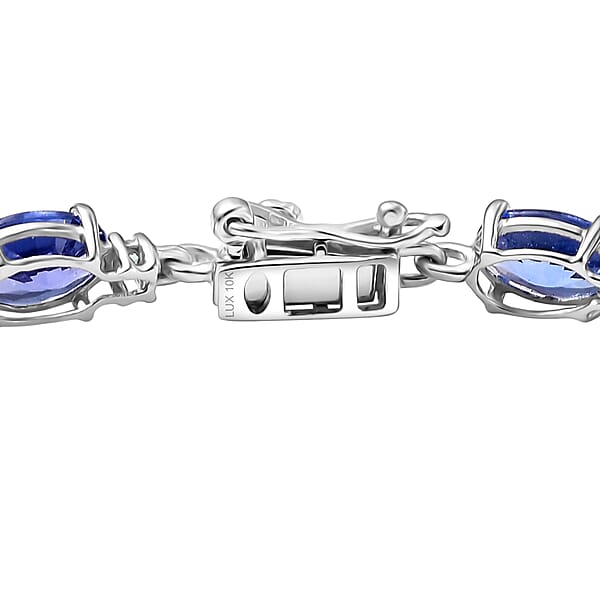 Luxoro AAA Tanzanite And Paraiba Tourmaline 8.85 Ctw Ocean Royale Bracelet In 10K White Gold (7.25 In)