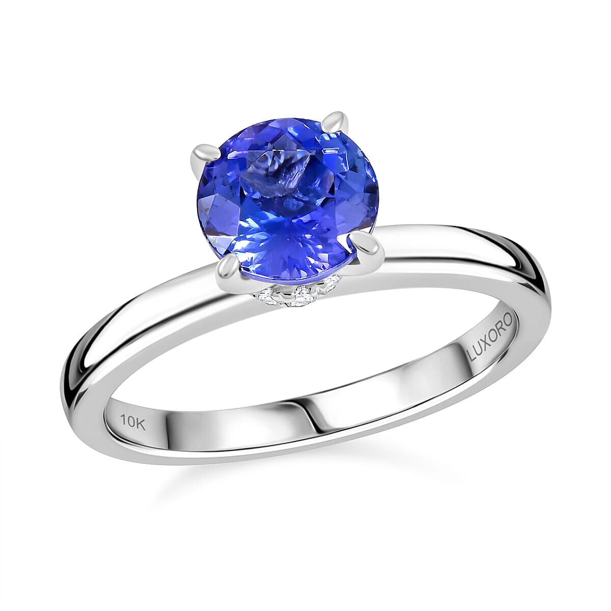 Luxoro AAA Tanzanite Diamond (G-H I2) Ring in 10K White Gold 1.65 ctw