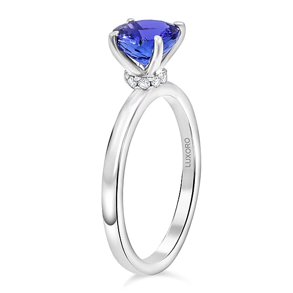 Luxoro AAA Tanzanite Diamond (G-H I2) Ring In 10K White Gold 1.65 Ctw