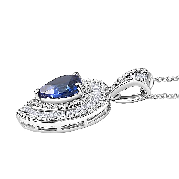 Luxoro AAA Tanzanite Diamond Heart Pendant Necklace In 10K White Gold 2.70 Ctw (20 Inches)