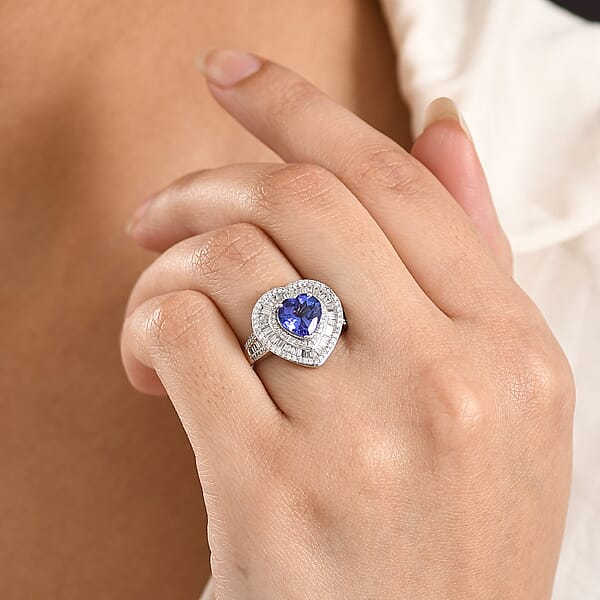 Luxoro AAA Tanzanite Diamond Ring In 10K White Gold 2.70 Ctw