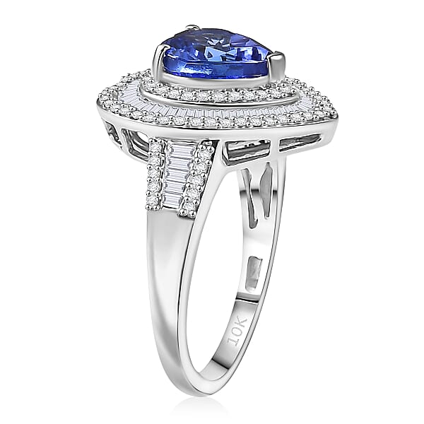 Luxoro AAA Tanzanite Diamond Ring In 10K White Gold 2.70 Ctw
