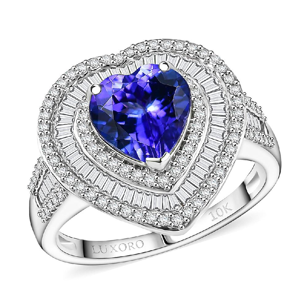 Luxoro AAA Tanzanite Diamond Ring in 10K White Gold 2.70 ctw