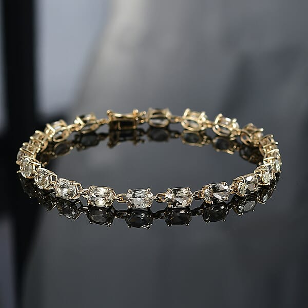Luxoro AAA Turkizite 12.20 Ctw Duskstream Bracelet In 10K Yellow Gold (8.00 In)