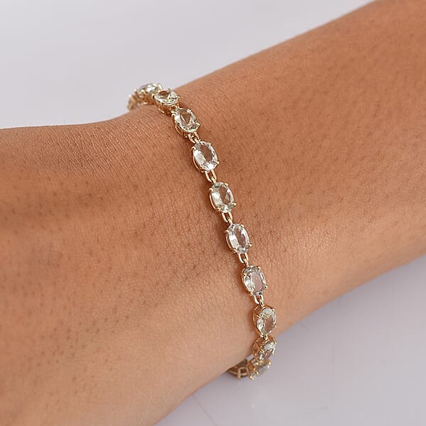 Luxoro AAA Turkizite 12.20 Ctw Duskstream Bracelet In 10K Yellow Gold (8.00 In)