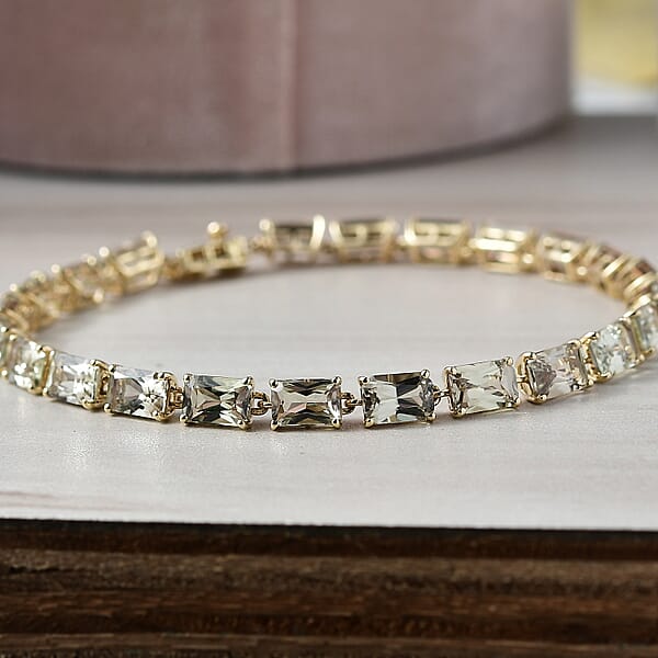 Luxoro AAA Turkizite 14.90 Ctw Bracelet In 10K Yellow Gold (7.25 In) 4.50 Grams