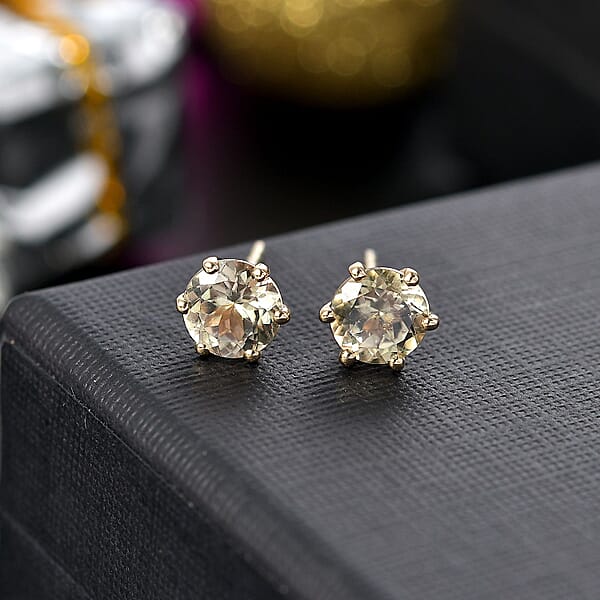 Luxoro AAA Turkizite 2.50 Ctw Solitaire Stud Earrings In 14K Yellow Gold