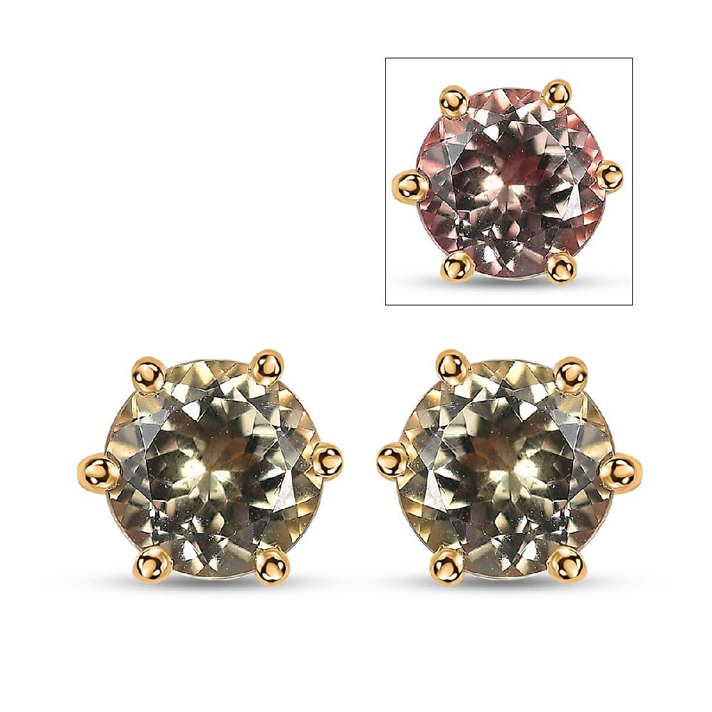 Luxoro AAA Turkizite 2.50 ctw Solitaire Stud Earrings in 14K Yellow Gold