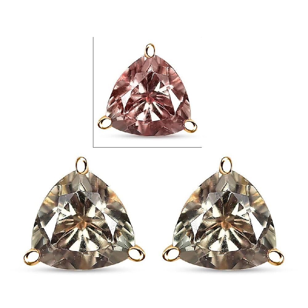 Luxoro AAA Turkizite 2.50 ctw Solitaire Stud Earrings in 14K Yellow Gold