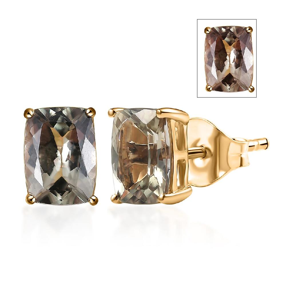 Luxoro AAA Turkizite 3.20 ctw Stud Earrings in 10K Yellow Gold