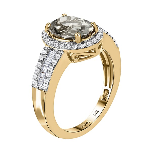 Luxoro AAA Turkizite And Diamond 2.50 Ctw Cocktail Ring In 14K Yellow Gold