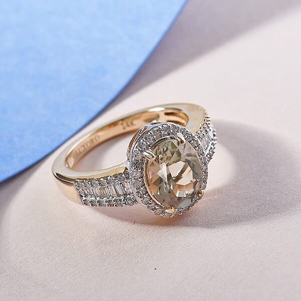 Luxoro AAA Turkizite And Diamond 2.50 Ctw Cocktail Ring In 14K Yellow Gold