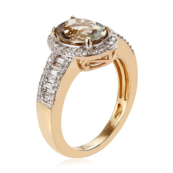 Luxoro AAA Turkizite And Diamond 2.50 Ctw Cocktail Ring In 14K Yellow Gold