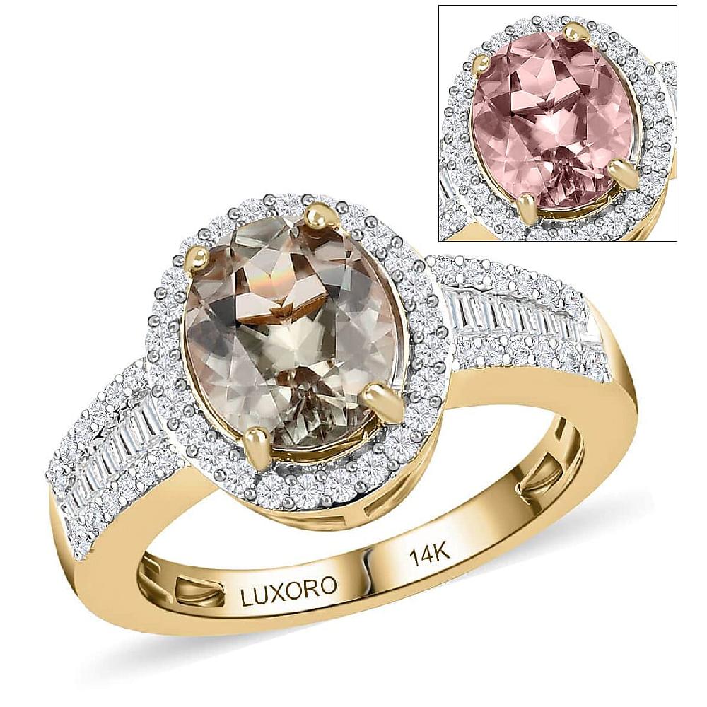 Luxoro AAA Turkizite and Diamond 2.50 ctw Cocktail Ring in 14K Yellow Gold