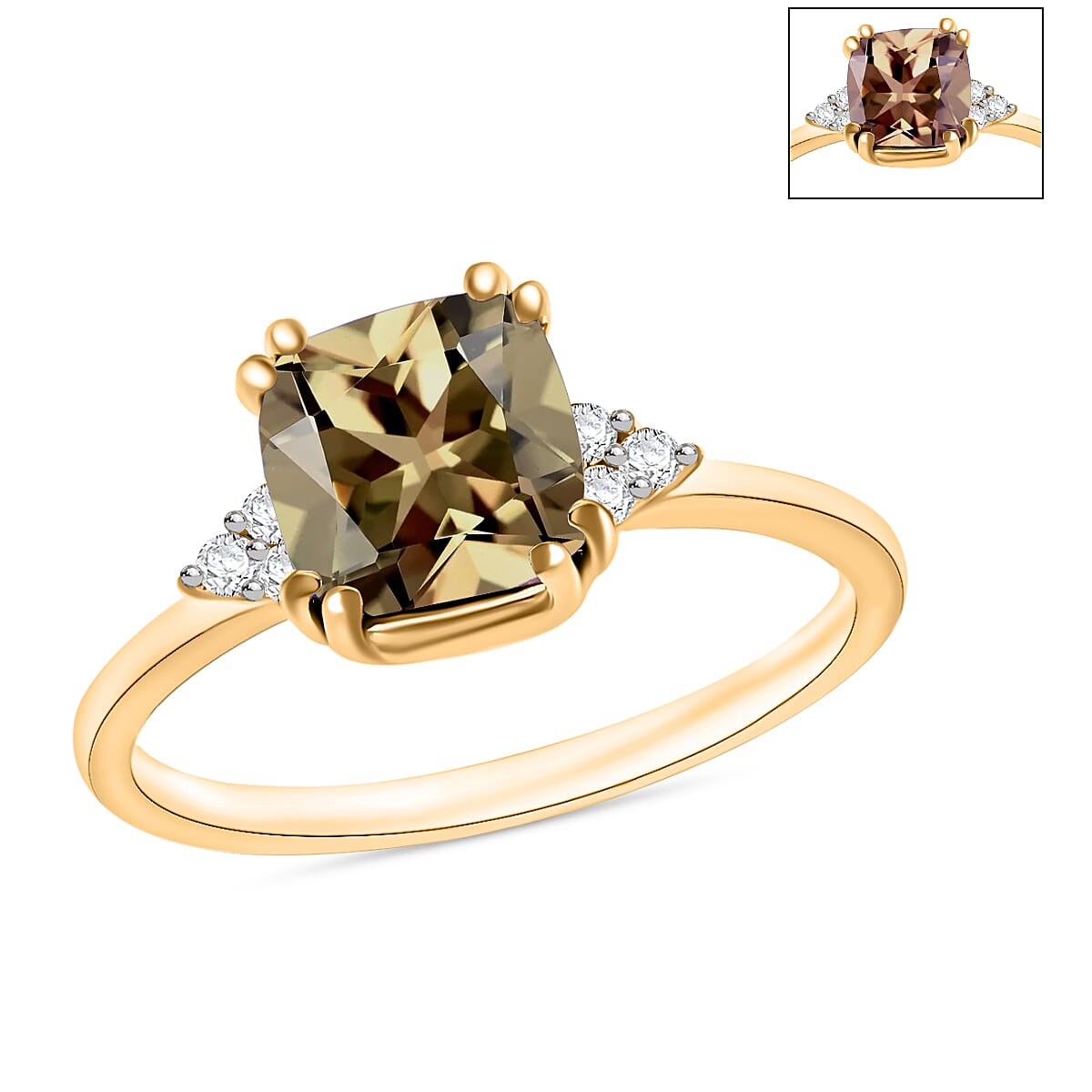Luxoro AAA Turkizite and Diamond G-H I2 Ring in 14K Yellow Gold 1.49 ctw