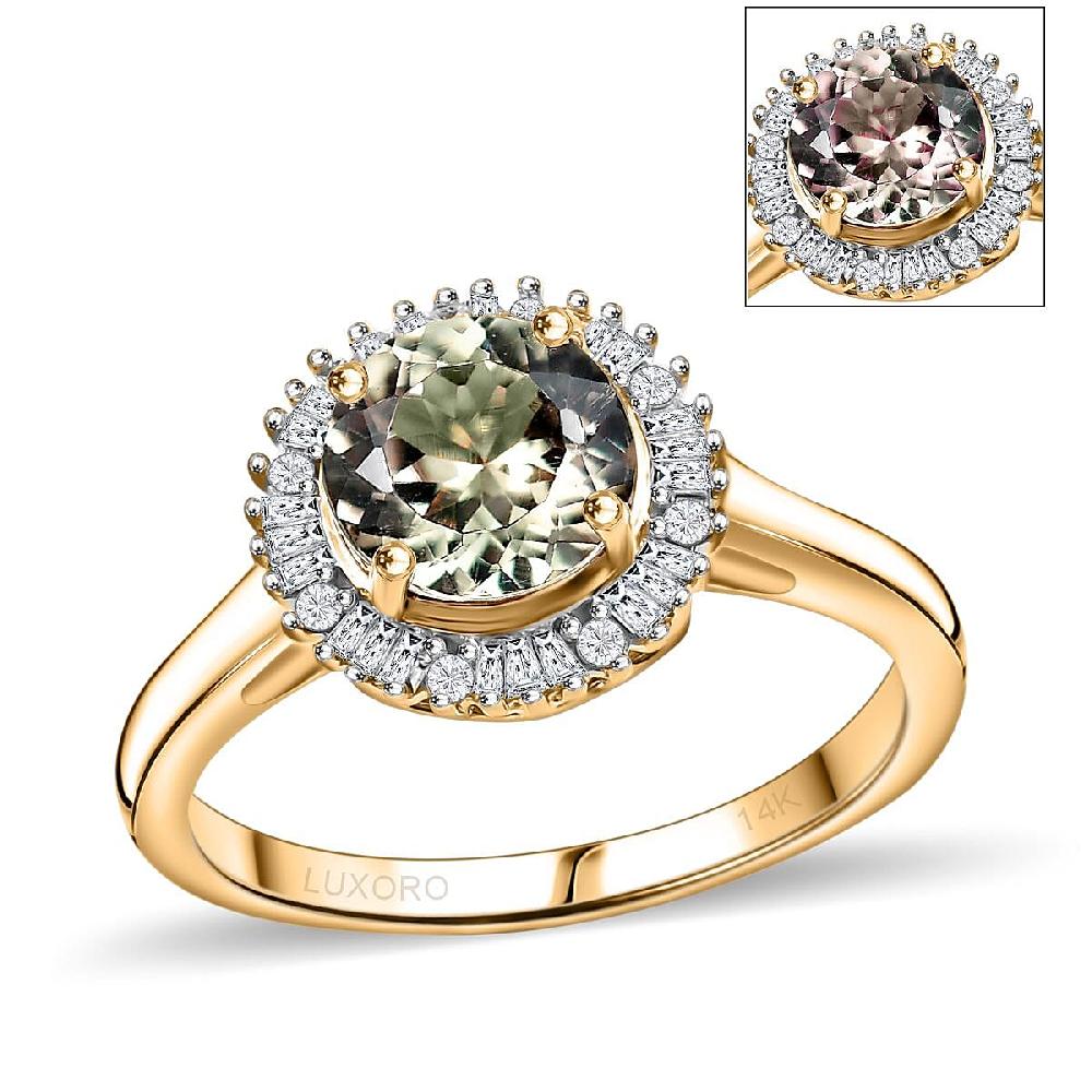 Luxoro AAA Turkizite and Diamond I2 1.70 ctw Ring in 10K Yellow Gold