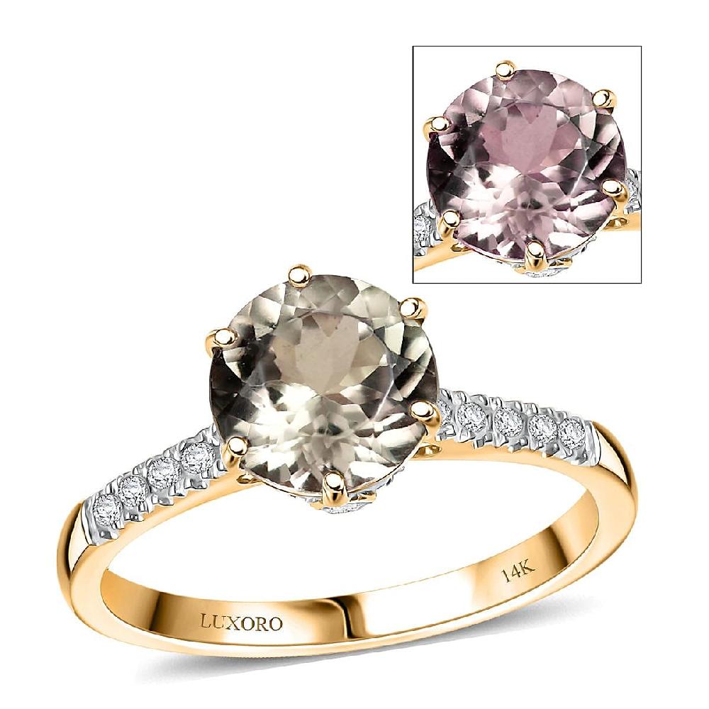 Luxoro AAA Turkizite and Diamond I2 2.15 ctw Ring in 14K Yellow Gold