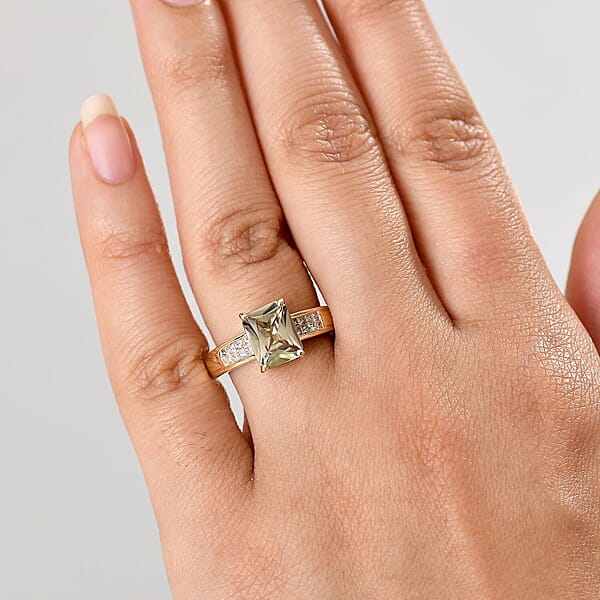 Luxoro AAA Turkizite And Diamond I2 2.90 Ctw Art Deco Ring In 10K Yellow Gold