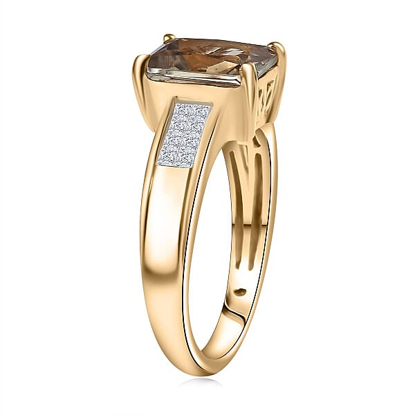 Luxoro AAA Turkizite And Diamond I2 2.90 Ctw Art Deco Ring In 10K Yellow Gold