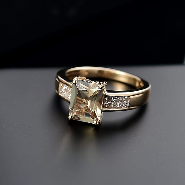 Luxoro AAA Turkizite And Diamond I2 2.90 Ctw Art Deco Ring In 10K Yellow Gold