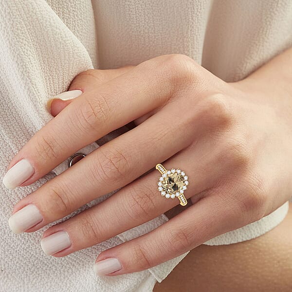 Luxoro AAA Turkizite And G-H I2 Diamond 2.50 Ctw Ring In 10K Yellow Gold