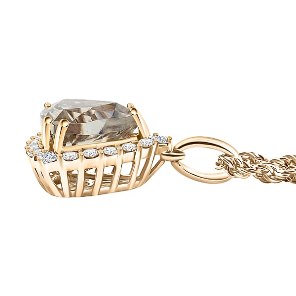 Luxoro AAA Turkizite And G-H I2 Diamond 3.50 Ctw Pendant Necklace 18 Inches In 10K Yellow Gold