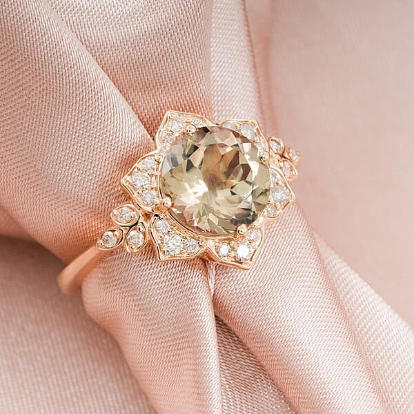 Luxoro AAA Turkizite And G-H I2 Diamond 3.50 Ctw Ring In 10K Yellow Gold