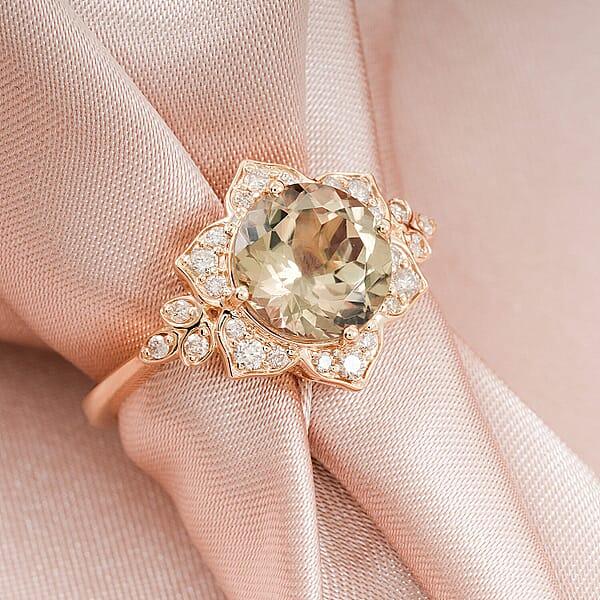 Luxoro AAA Turkizite And G-H I2 Diamond 3.50 Ctw Ring In 10K Yellow Gold