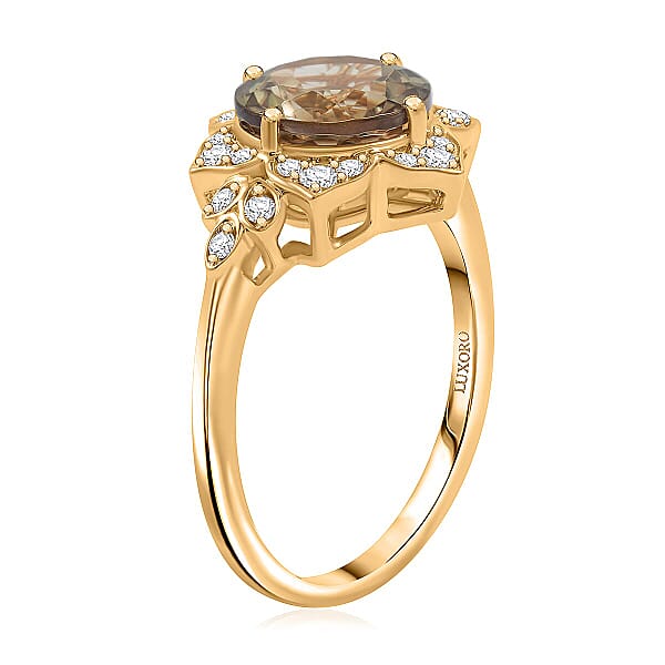 Luxoro AAA Turkizite And G-H I2 Diamond 3.50 Ctw Ring In 10K Yellow Gold