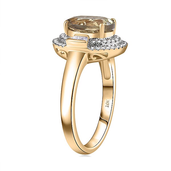 Luxoro AAA Turkizite And G-H I2 Diamond 3.55 Ctw Sunlit Majesty Ring In 10K Yellow Gold