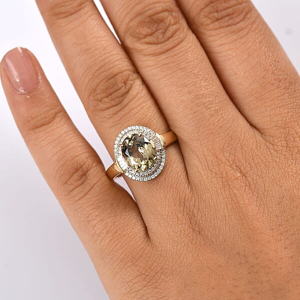 Luxoro AAA Turkizite And G-H I2 Diamond 3.55 Ctw Sunlit Majesty Ring In 10K Yellow Gold