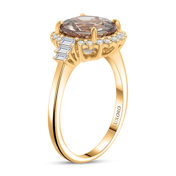 Luxoro AAA Turkizite And G-H I2 Diamond 3.60 Ctw Ring In 10K Yellow Gold
