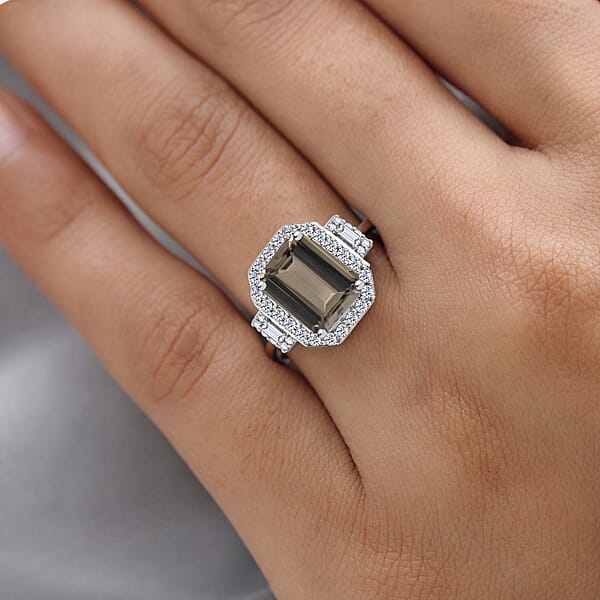 Luxoro AAA Turkizite And G-H I2 Diamond 4.33 Ctw Ring In 14K White Gold (Size 10.0) (Del. In 10-12 Days)