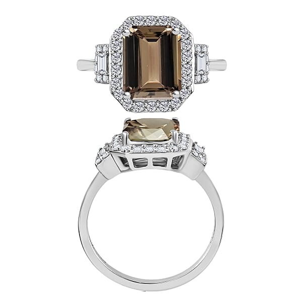 Luxoro AAA Turkizite And G-H I2 Diamond 4.33 Ctw Ring In 14K White Gold (Size 10.0) (Del. In 10-12 Days)