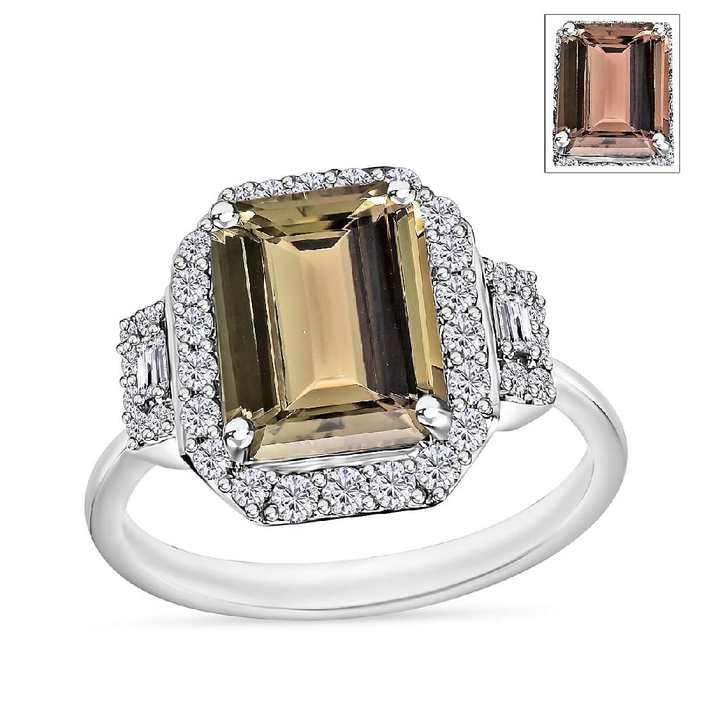 Luxoro AAA Turkizite and G-H I2 Diamond 4.33 ctw Ring in 14K White Gold (Size 10.0) (Del. in 10-12 Days)