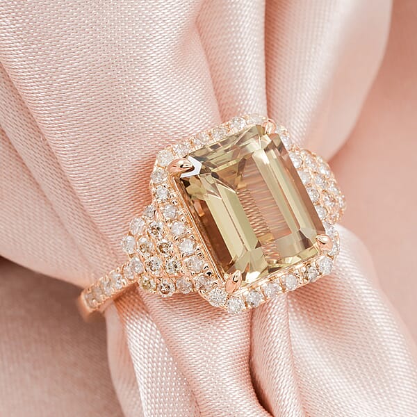 Luxoro AAA Turkizite And G-H I2 Diamond 4.50 Ctw Ring In 10K Yellow Gold