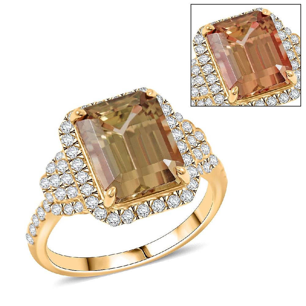 Luxoro AAA Turkizite and G-H I2 Diamond 4.50 ctw Ring in 10K Yellow Gold