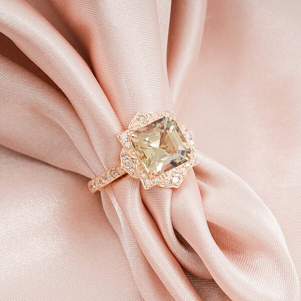 Luxoro AAA Turkizite And G-H I2 Diamond 4.70 Ctw Ring In 10K Yellow Gold