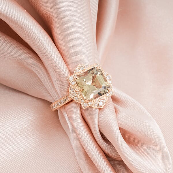 Luxoro AAA Turkizite And G-H I2 Diamond 4.70 Ctw Ring In 10K Yellow Gold