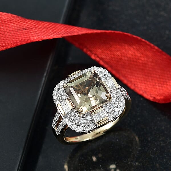 Luxoro AAA Turkizite And G-H I2 Diamond 4.80 Ctw Dusk Majesty Ring In 10K Yellow Gold