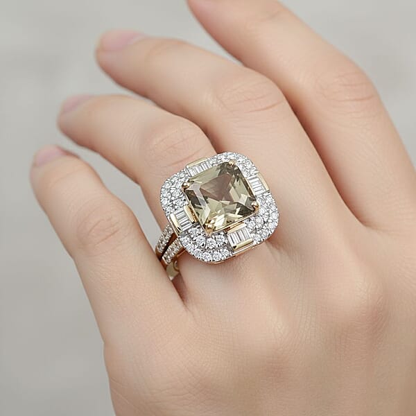 Luxoro AAA Turkizite And G-H I2 Diamond 4.80 Ctw Dusk Majesty Ring In 10K Yellow Gold