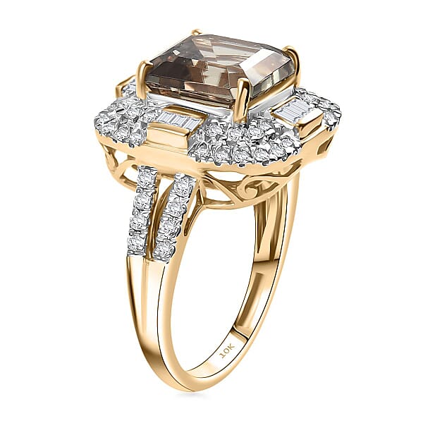 Luxoro AAA Turkizite And G-H I2 Diamond 4.80 Ctw Dusk Majesty Ring In 10K Yellow Gold