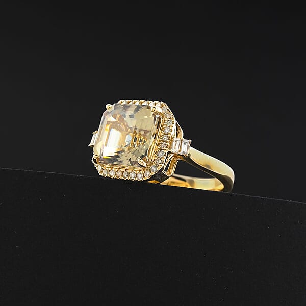 Luxoro AAA Turkizite And G-H I2 Diamond 5.96 Ctw Ring In 14K Yellow Gold (Del. In 10-15 Days)