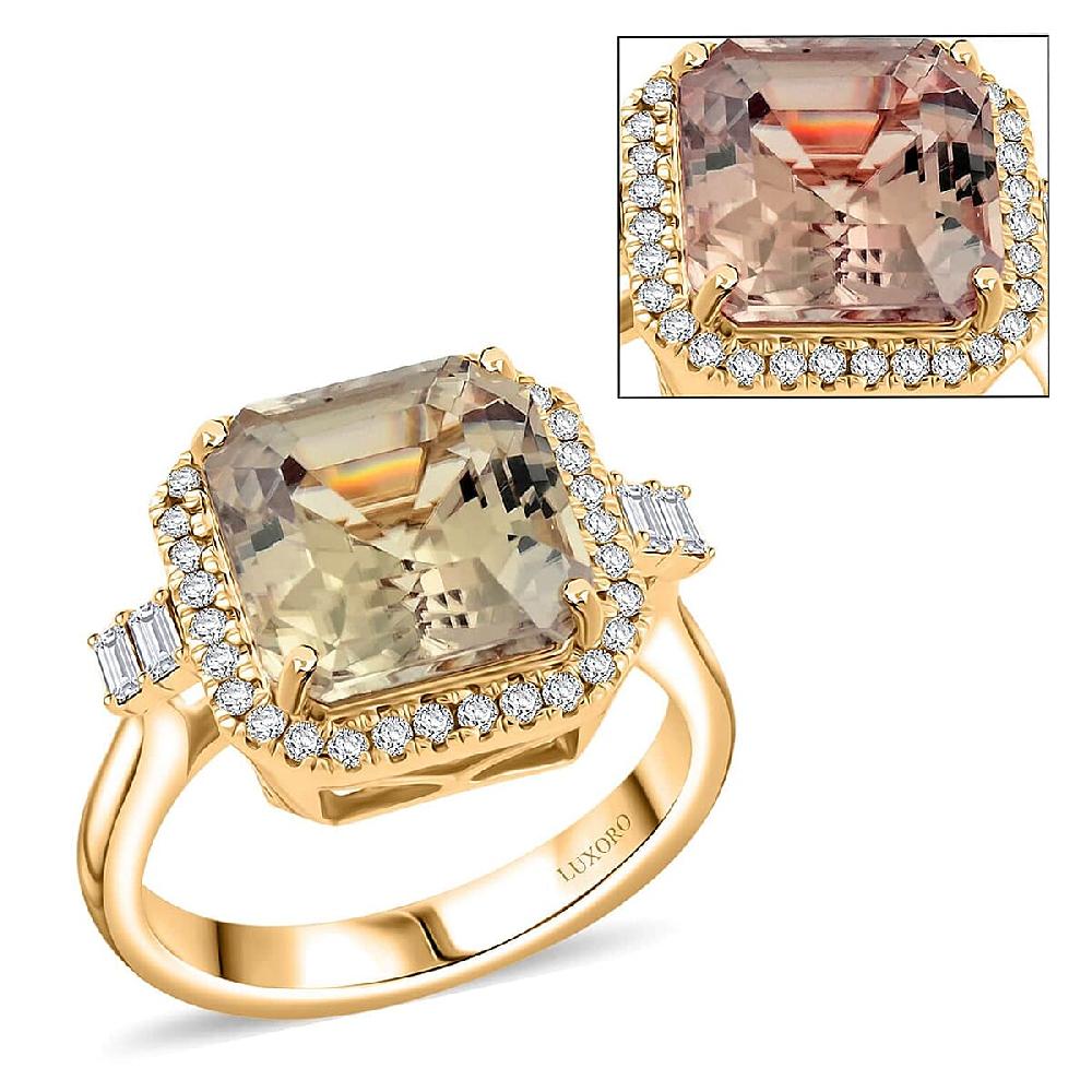 Luxoro AAA Turkizite and G-H I2 Diamond 5.96 ctw Ring in 14K Yellow Gold (Del. In 10-15 Days)