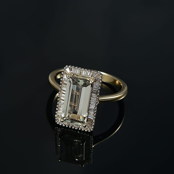 Luxoro AAA Turkizite And I1 Diamond 3.50 Ctw Twilight Flare Ring In 10K Yellow Gold