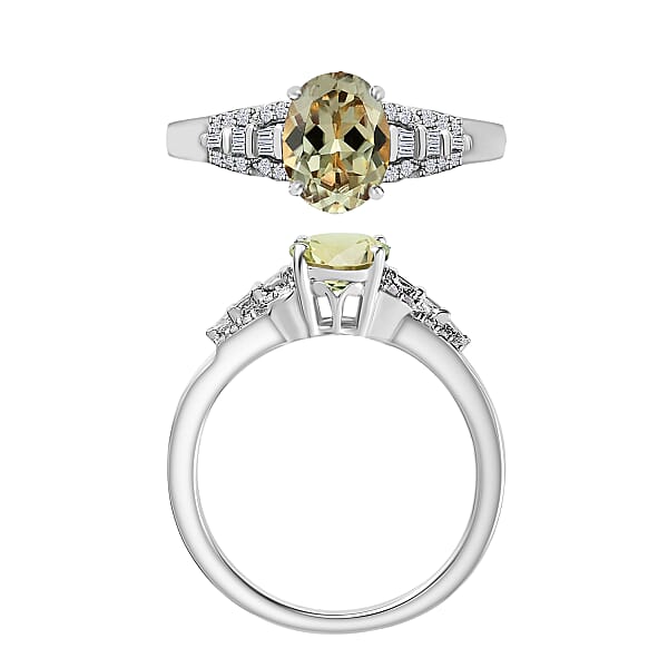 Luxoro AAA Turkizite And I2 Diamond 1.50 Ctw Ring In 14K White Gold (Del. In 10-12 Days)