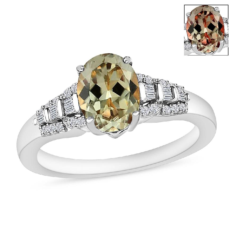 Luxoro AAA Turkizite and I2 Diamond 1.50 ctw Ring in 14K White Gold (Del. in 10-12 Days)