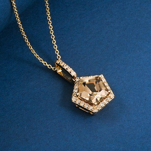 Luxoro AAA Turkizite And White Diamond I2 3.35 Ctw Pendant Without Chain In 14K Yellow Gold