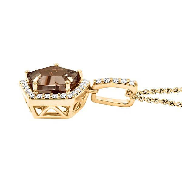 Luxoro AAA Turkizite And White Diamond I2 3.35 Ctw Pendant Without Chain In 14K Yellow Gold